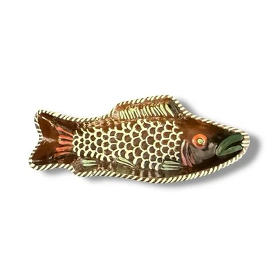 Moule Soufflenheim Poisson Vintage Terre Cuite Vernissée Art Populaire Alsace - Photo 1/4