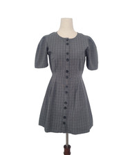 Urban Outfitters Plaid Button Mini Dress Size 4 Gray Dark Academia Preppy Twee