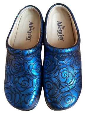 Alegria Shoes Womens 5.5 US Kayla Blue Valentine Nursing Clogs Work Wear EU 36