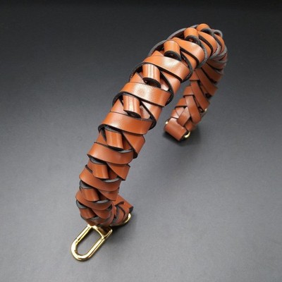 40cm Genuine Leather Braided Handle Strap Purse Handbag Weaving Replacement