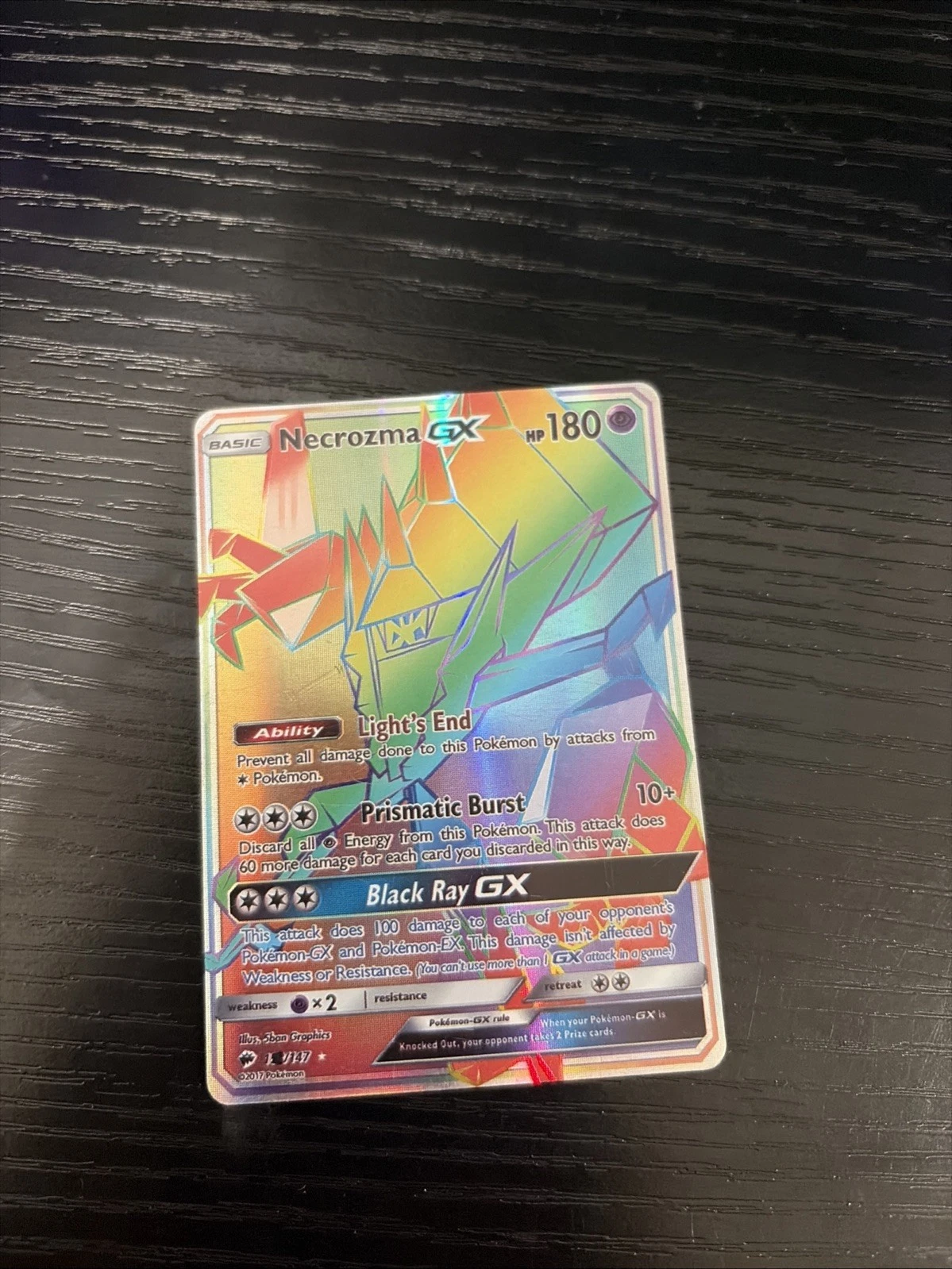 Pokemon TCG Sun & Moon Burning Shadows Necrozma GX Secret Rare 153/147 Rainbow