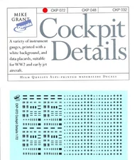 Mike Grant Decals 1/72 COCKPIT DETAILS Instrument Gauges & Data Placards