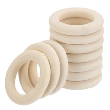 20pcs 1.8" Unfinished Wooden Rings Natural Wood Macrame Ring