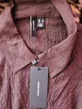 Designer Women's Coffee Brown Textured Long Sleeve Shirt Blouse Size M VERO MODA