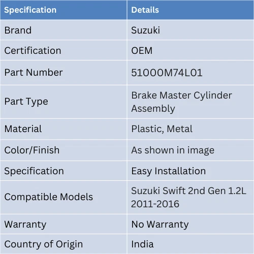 Genuine For Suzuki Swift 2nd Gen 1.2L 2011-2016 - Brake Master Cylinder Assembly - Image 2 of 4
