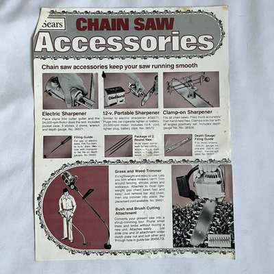 #ad #ad 1977 Sears Chainsaw Chain Saw Accessories Catalog Vintage Original 1980s $9.57