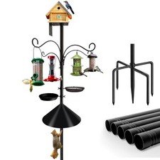 Bird Feeder Pole - 92 Inch Heavy Duty Birdhouse Stand with Squirrel Proof Baffle