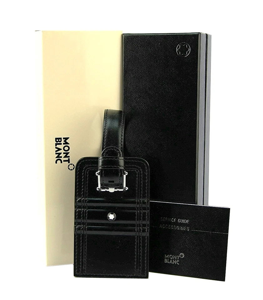 MONTBLANC 105257 LIFESTYLE ACCESSORIES LUGGAGE TAG BLACK LEATHER 3 RINGS MOTIF - Image 2 of 4