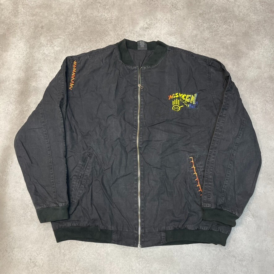 Miskeen Originals Canvas Jacket Mens 2XL Vintage Full Zip Windbreaker, Black