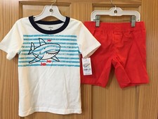 NEW Carter's Boys Shark Shirt Shorts Set 2pcs White Red Toddler 2T,3T,5T