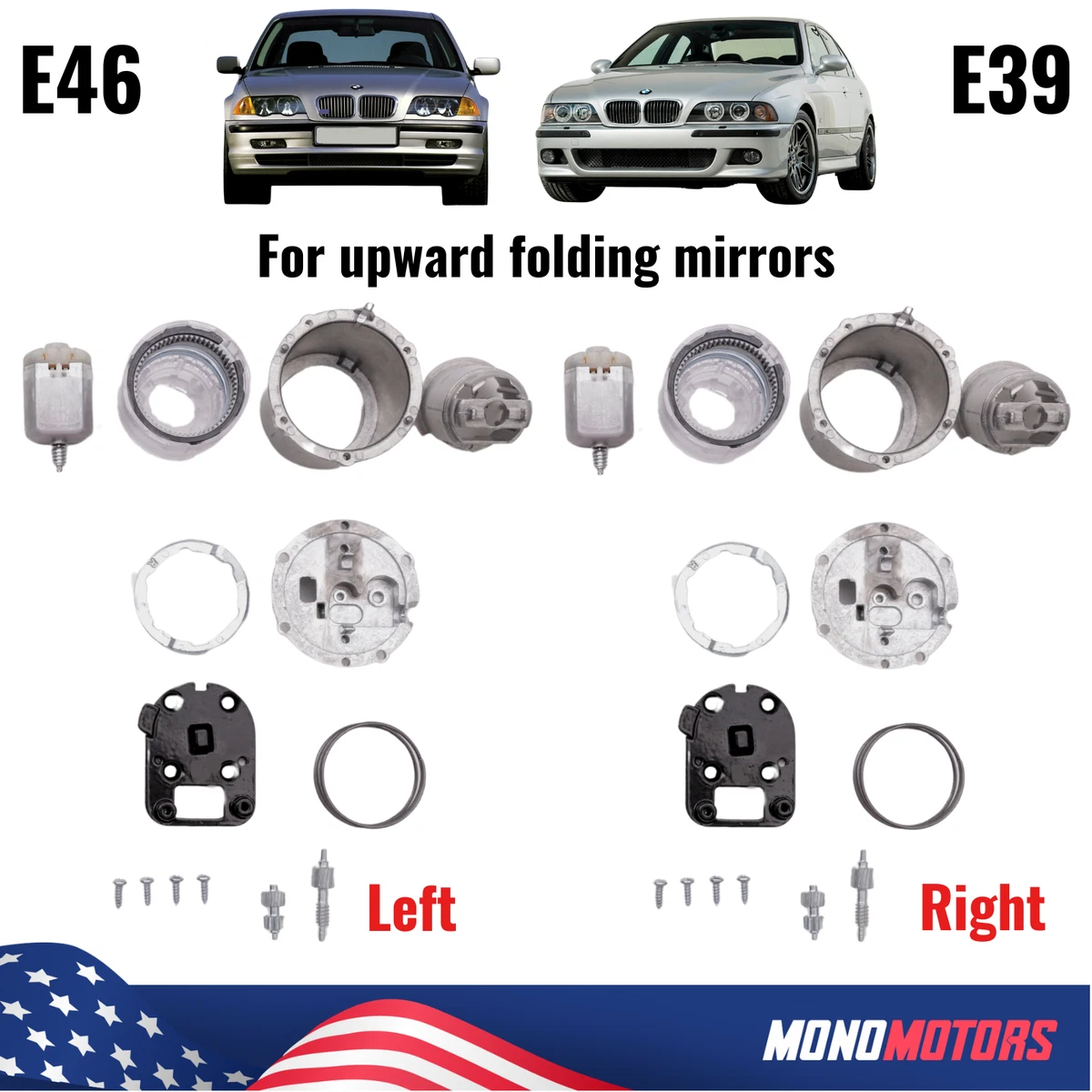 Folding Side Oval Mirror Repair Kit For BMW E46 BMW E39 Motor Left 