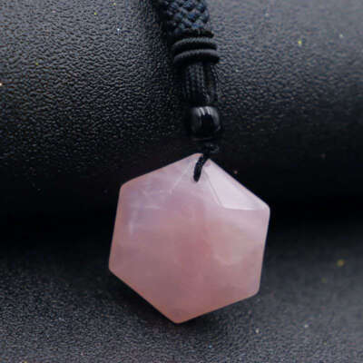Natural Rose Quartz Crystal stone Hexagram Pendant Healing