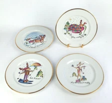 Set of 4 Rosanna Dessert Appetizer 8” Plates Christmas Holiday Comfort Joy Italy