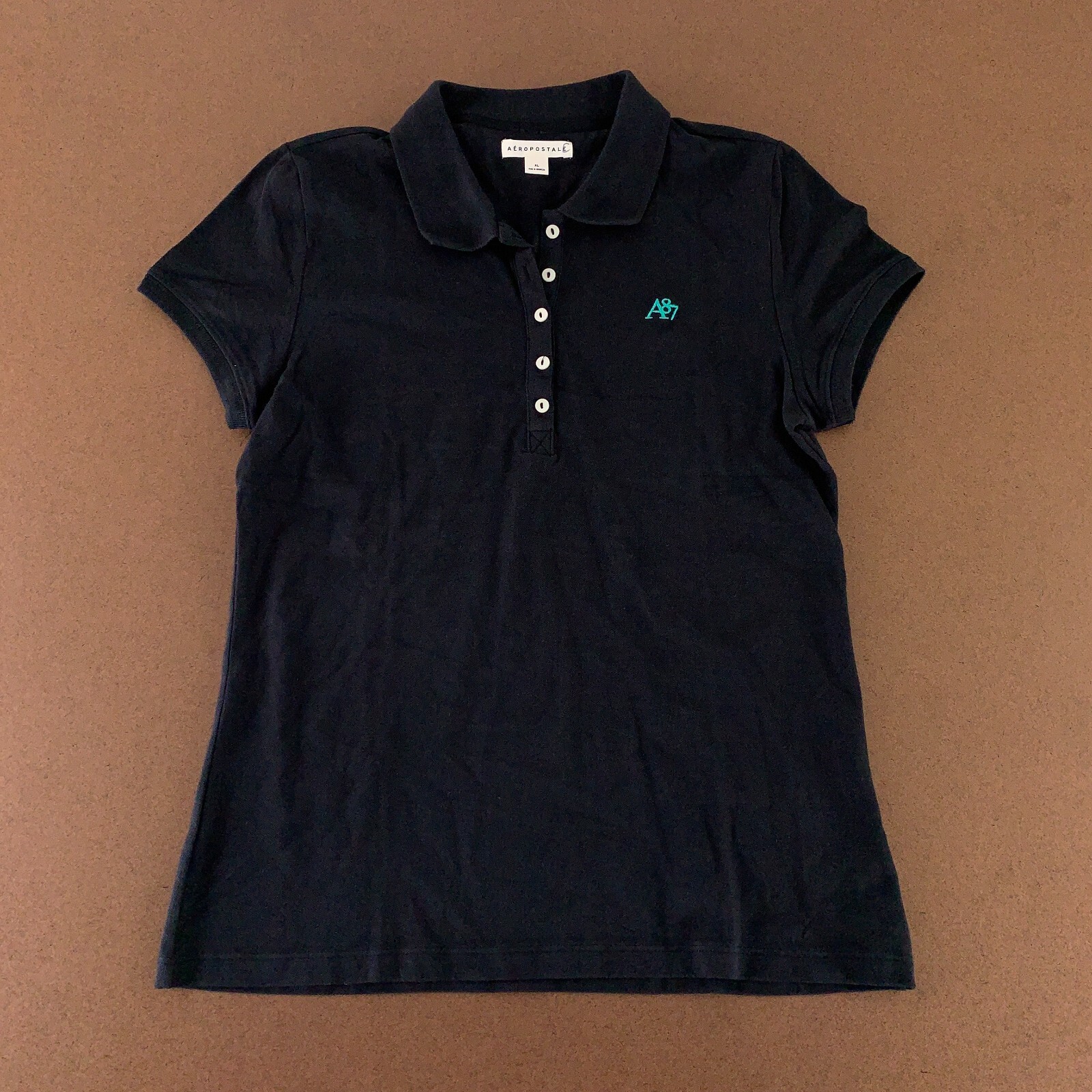Aeropostale Women's Size XL Black Short Sleeve A87 Pique Polo Shirt NWT eBay