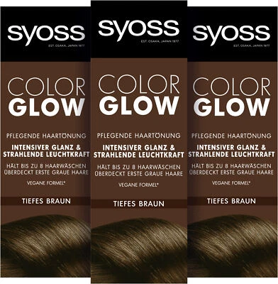 SYOSS Color Glow Pflegende Haartönung Tiefes Braun Colorationen, 3x100 ml