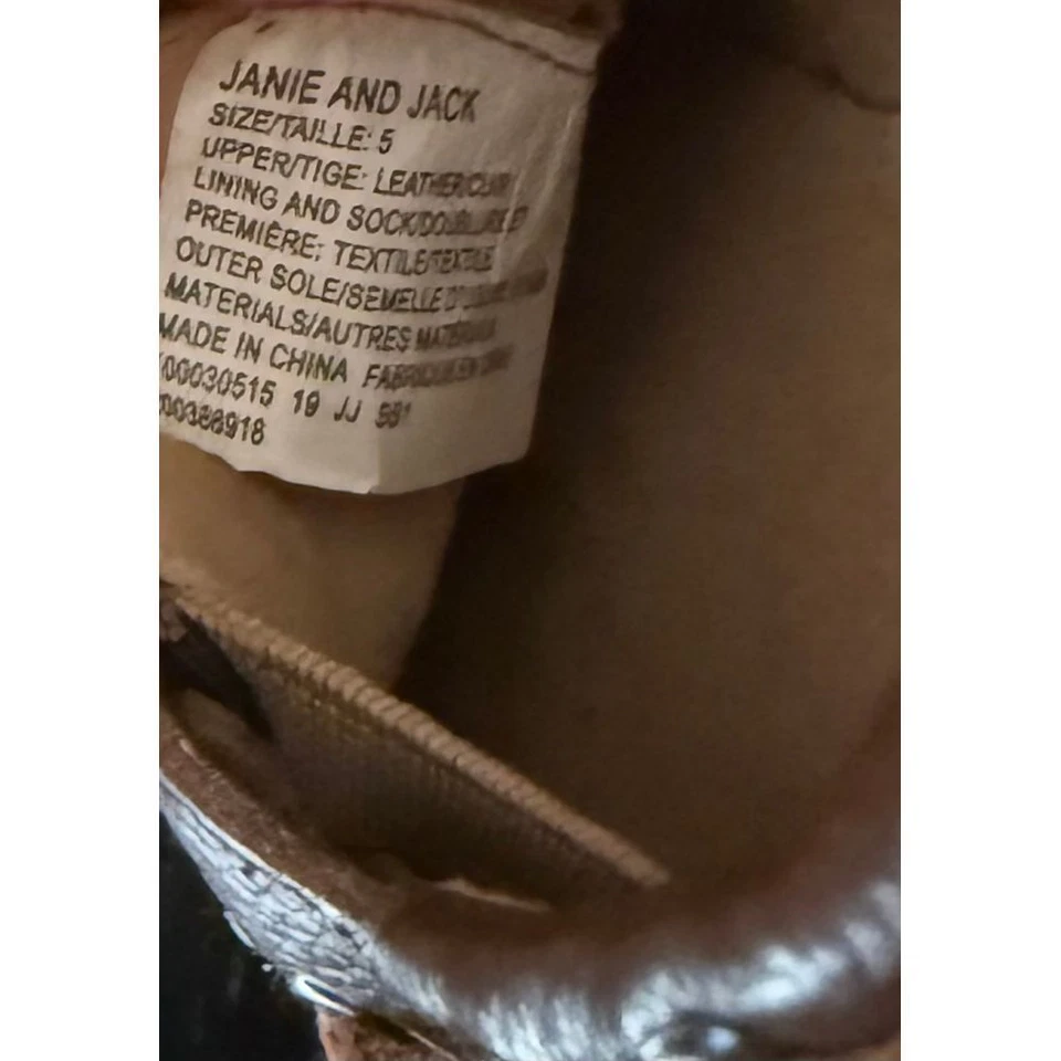 Janie and Jack 学步儿童皮革船甲板鞋男宝宝 5 码学院乐福鞋 — 第 4/4 张图片