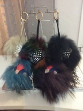 New Designer Inspired Boutique Monster Racoon Fur Handbag Charm/Keyring - BNWT