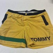 Vtg Mens Tommy Hilfiger Pro-Am Volleyball Color Block Swim Trunks yellow SZ Med