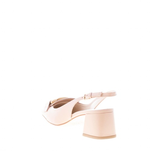TOD'S women shoes powder pink leather Kate slingback pump golden chain plaque - Picture 3 of 7