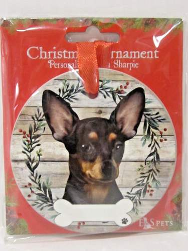 E & S Pets Black Chihuahua Ornament Personalize Ceramic Round B36 - 第 1/7 張圖片