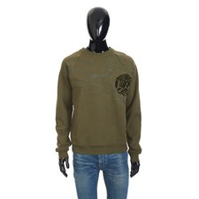 BERLUTI 1150 Sweatshirt - Scritto Embroidery Khaki Cotton Fleece