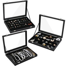 Sasylvia 3 Pcs Large Size Jewelry Display Cases Artificial Leather Jewelry Bo...