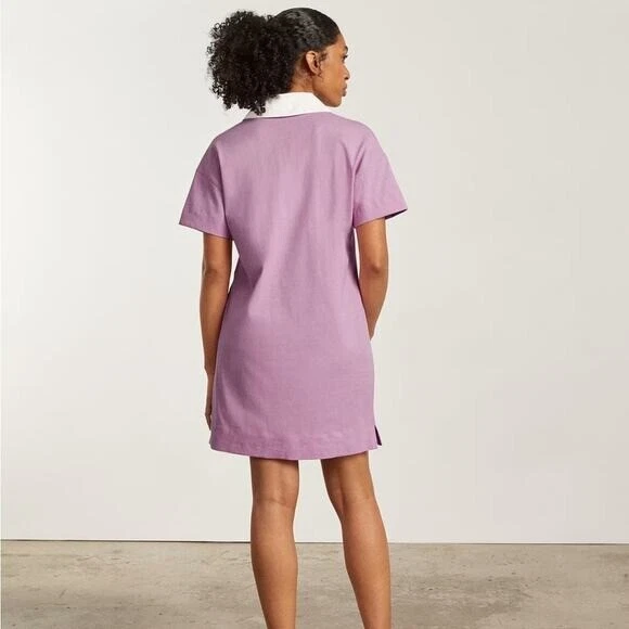 VETEMENTS Mini Abito Polo Everlane The Cotone Organico Rosa e Bianco Taglia S NUOVO