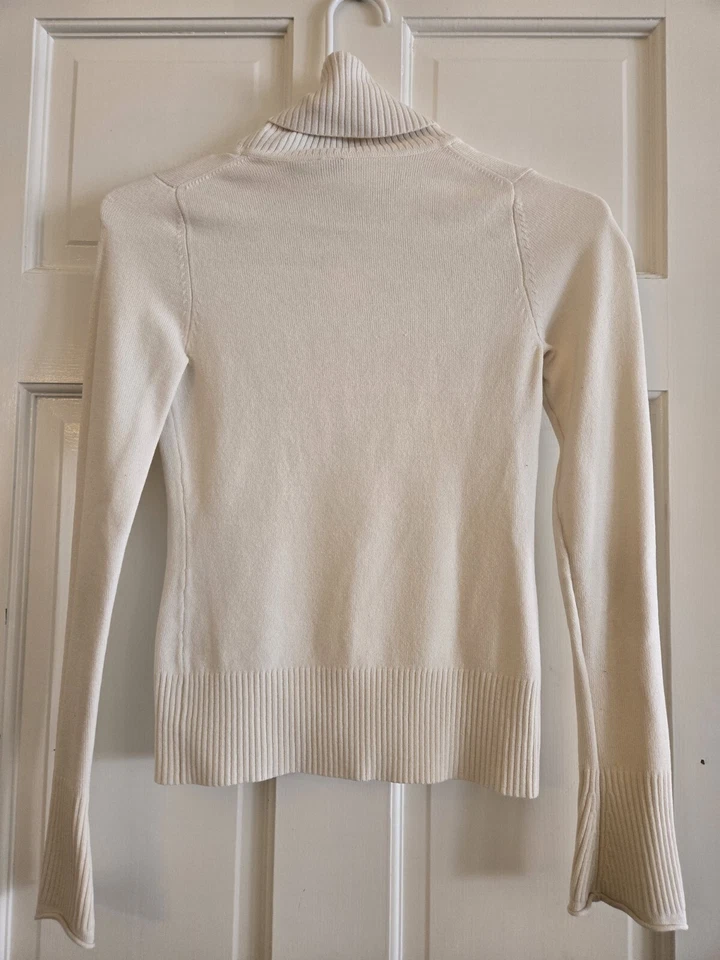Junior's Size Small Women's Take Out Brand White Turtleneck Long Sleeved Sweater - Image 3 of 3