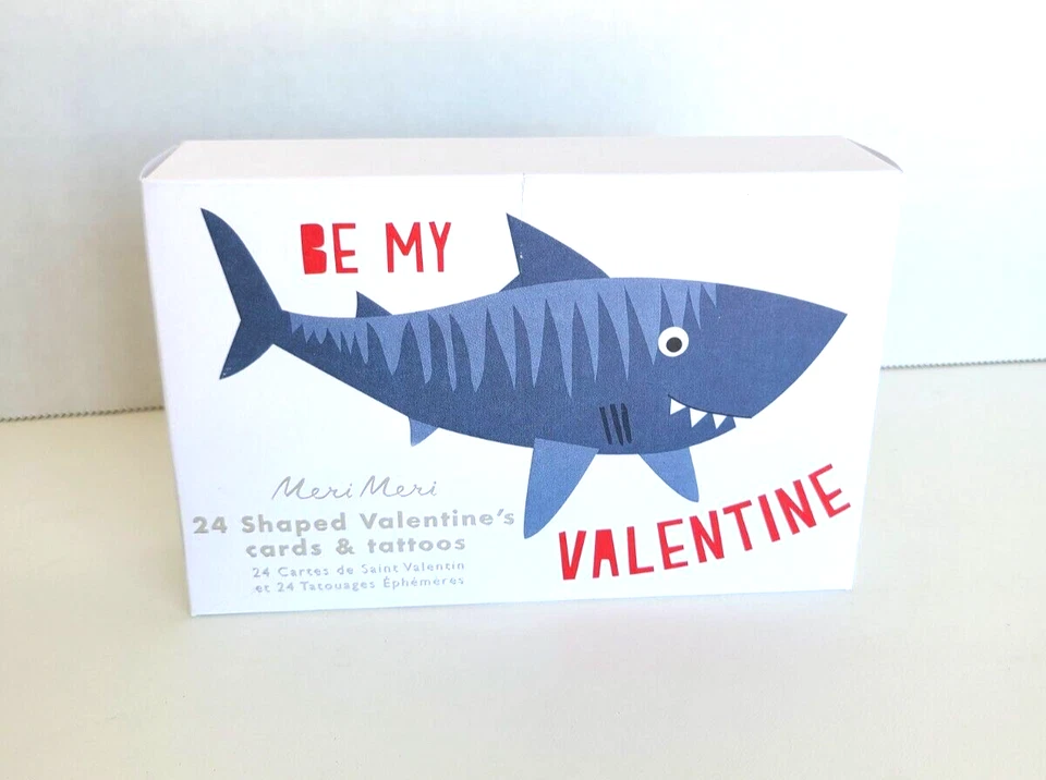 Meri Meri 24 Greeting Cards “Valentines” NIB ~ Sharks ~ Tattoos - Image 2 of 4