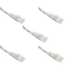 Pack of 5 Cables Snagless 4 Foot Cat5e White Network Ethernet Patch Cable