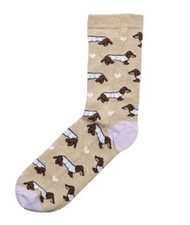 Cream Women's All Over Dachshund Sausage Dog Print Socks