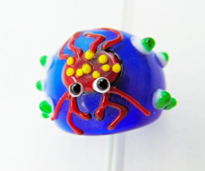 Crab Murano Glass Vintage Handmade Art Glass Ring Size 7
