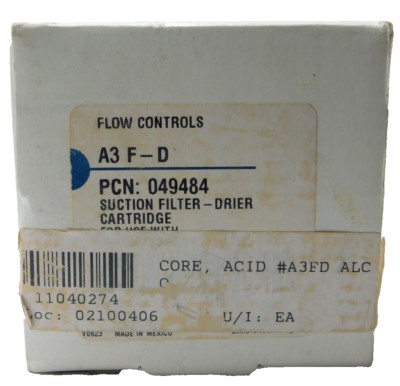 Emerson Flow Controls A3 F-D Filter Drier Cartridge 13.3 Cu in for BTAS Brass Ta