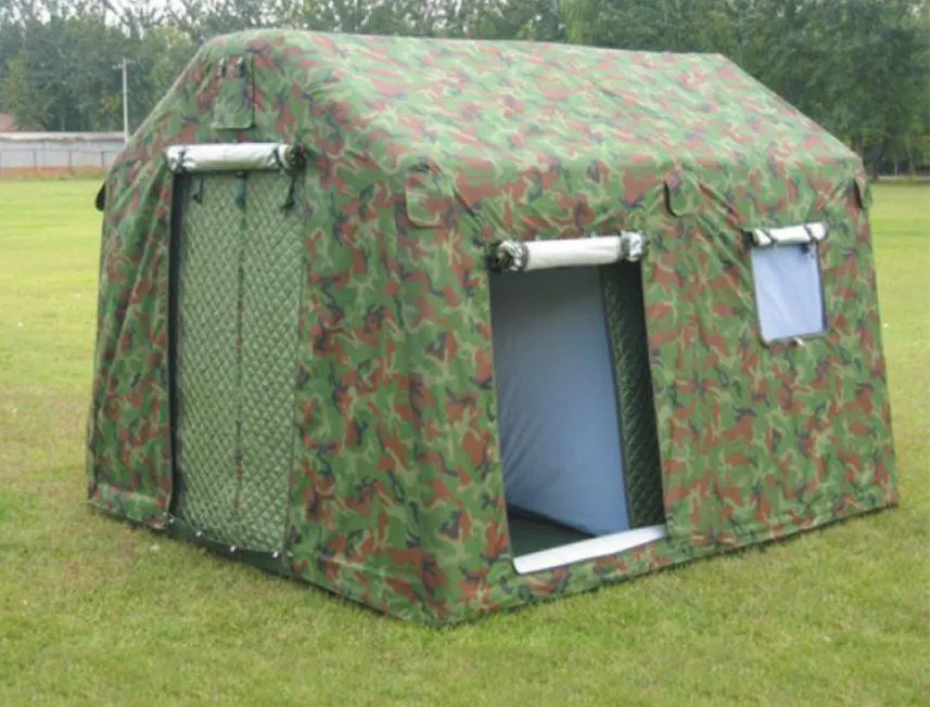 Inflatable heavy duty military tents