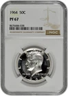 1964 50C Silver Proof Kennedy Half Dollar NGC Graded PF 67 with Light Cameo