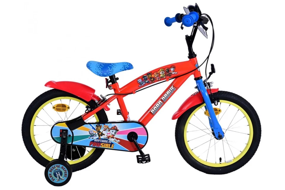 Volare Paw Patrol Kinderfahrrad - Jungen - 16 Zoll - Rot - Zwei Handbremsen