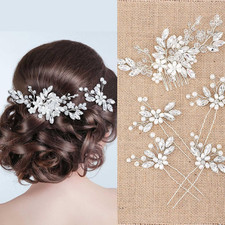 5 Pieces Wedding Hair Comb Bridal Pins Crystal Pearl Wedding Hair Accessories Rh
