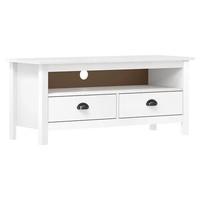 Tv-Schrank Hill Weiß 110X40X47 Cm Massivholz Kiefer