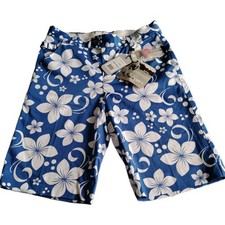 Royal and Awesome Women`s Golf Shorts Hawaii blue flower Shorts Size