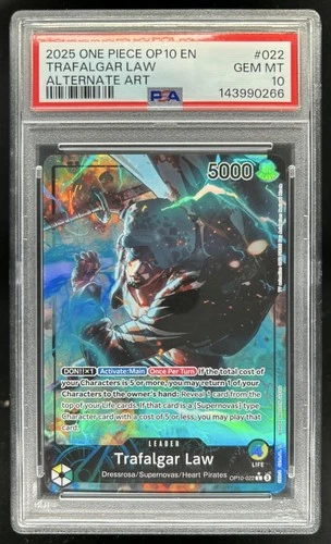2025 One Piece Royal Blood OP10 Trafalgar Law Leader Alt Art #OP10-022 PSA 10