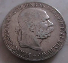 MDS AUSTRIA AUSTRIA HABSBURG 5 CORONA 1900 "FRANZ JOSEPH I.", SILVER #