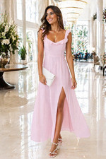Lulus Size XL Dream Admiration Light Pink Ruffle Strap Sweetheart Maxi Dress