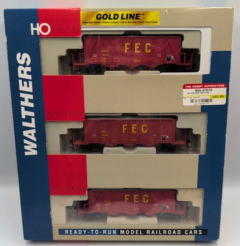 Walthers Gold Line HO FEC 32-37070 Florida East 40 ft Ortner Aggregate Car paquete de 3 | Zustand: New