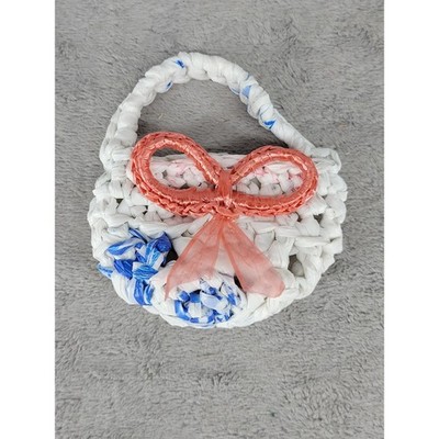 Handmade Recycled Plastic Tote Bag Small Basket Purse