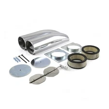 Polished Aluminum Dual Carburetor Shotgun Smooth Hood Scoop