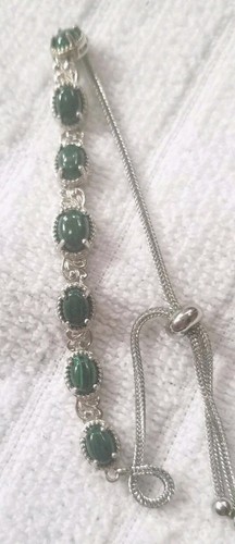 African Green Malachite Adjustable Bolo Bracelet Stainless Steel - Picture 5 of 5