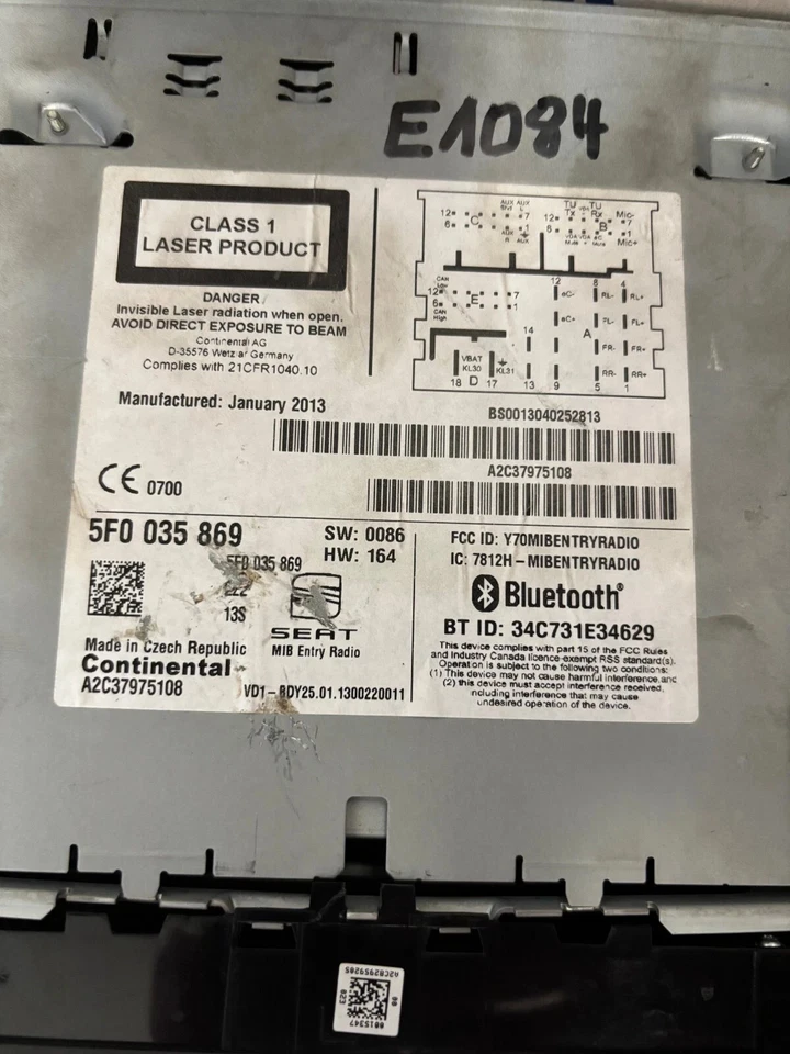 5F0035869 A2C37975108 Seat Leon Radio CD SD Bluetooth - Bild 2 von 3