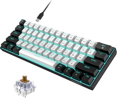 Snpurdiri 60% kabelgebundene mechanische Gaming-Tastatur, 61