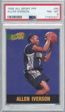 RARE PSA 8 NM- Mint 1996 SCORE BOARD ALL SPORT PPF 80 ALLEN IVERSON Rookie Card. rookie card picture