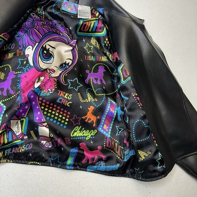 ジャケット・アウター Early 2000's LIZ LISA far jacket y2k Y2K Lisa Frank Vintage Faux Leather Jacket Size 7/8 Toddler Black